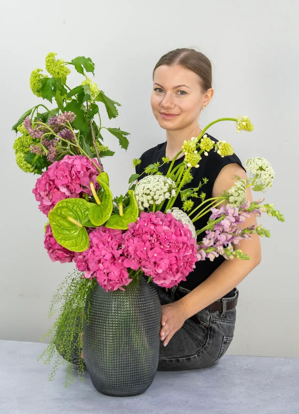 Seasonal blooms arranged in the Fior di Vita London studio